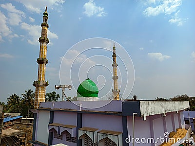 Mosque and green dome Editorial Stock Photo
