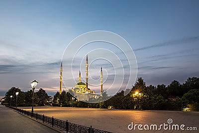 Mosque `Heart of Chechnya` at dawn Stock Photo