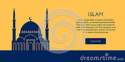 Mosque icon. Islam building banner Vector Illustration