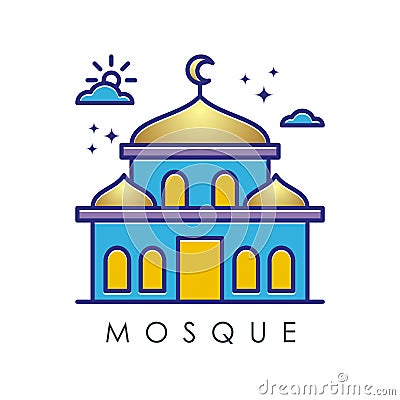 Mosque Icon, with linear and multi color design Stock Photo