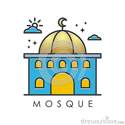 Mosque Icon, with linear and multi color design Stock Photo