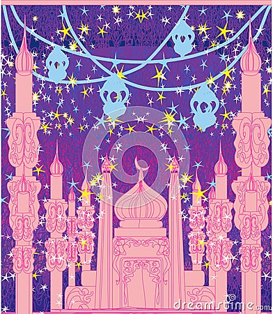 Mosque illustration card Vector Illustration