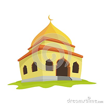Mosque illustration with cartoon style Vector Illustration