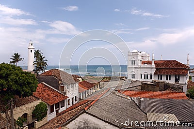 Mosque and lighthouse in Fort Galle Stock Photo