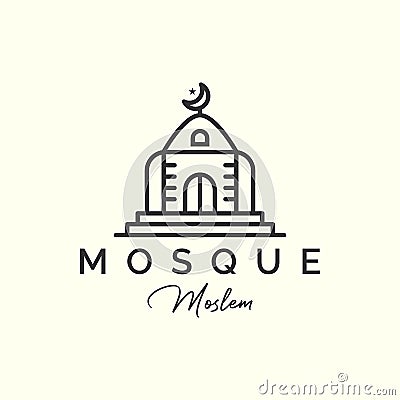 mosque line art style logo icon template design. moslem ,islam, vector illustration Vector Illustration