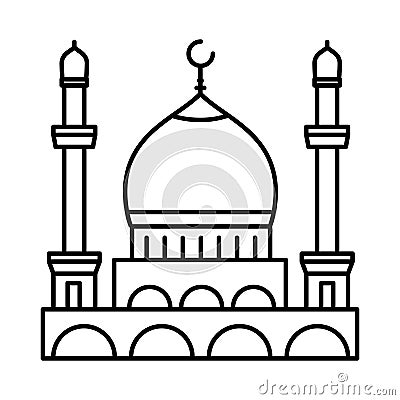 Mosque line icon - Vector iconic Vector Illustration