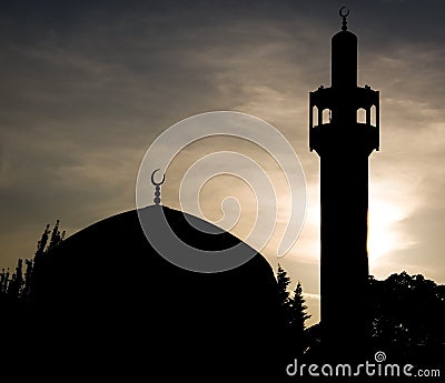 Mosque in London at sunnset. Stock Photo