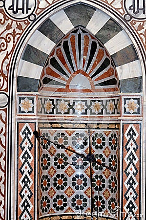 A Mosque Mihrab, a niche in the wall of a mosque that indicates the qibla, the direction of the Kaaba in Mecca towards which Stock Photo