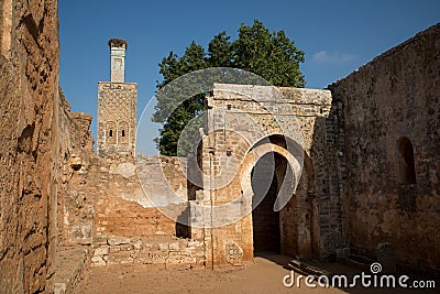 Mosque and minaret ruined of Chellah necropolis. Rabat. Morocco. Stock Photo