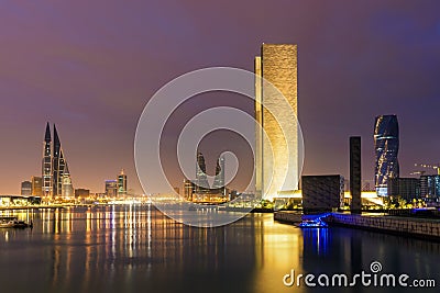 Mosque and modern skyline of Manama Editorial Stock Photo