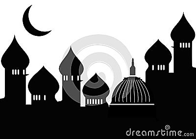 Mosque with moon Stock Photo