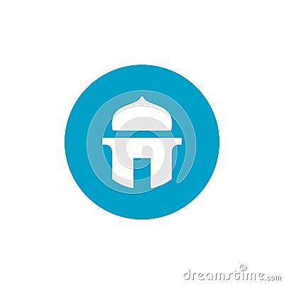 Mosque or Mushola Symbol, Masjid and Blue Circle Shape Icon, Simple Vector Illus tration Vector Illustration