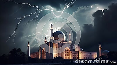 Mosque muslim arabic architectural religious prayer building. AI generated. Stock Photo