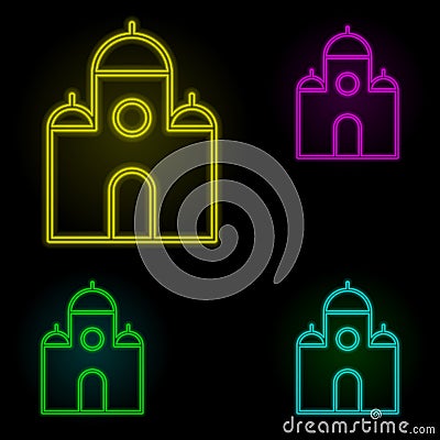 mosque neon color set icon. Simple thin line, outline vector of building landmarks icons for ui and ux, website or mobile Stock Photo