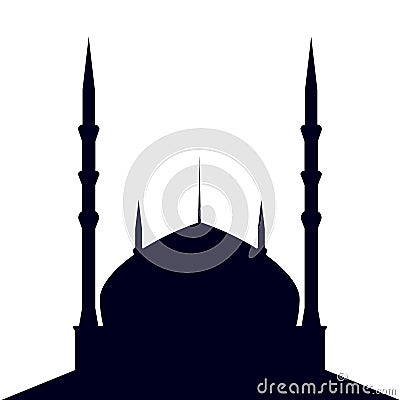 Mosque silhouette on white background, Stock Photo