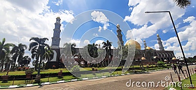 Mosque sky cloud tree blue sky gold cube arabic moslem pray Stock Photo