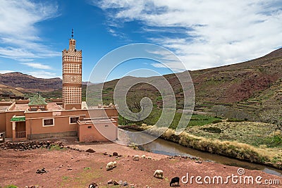 Mosque in the small town of Inkkal in the High Atlas of Morocco Stock Photo