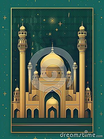 Mosque with starry sky for card greetings Stock Photo