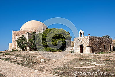 Mosque of Sultan Ibrahim inside the Fortezza of Rethymno, Crete island, Greece Stock Photo