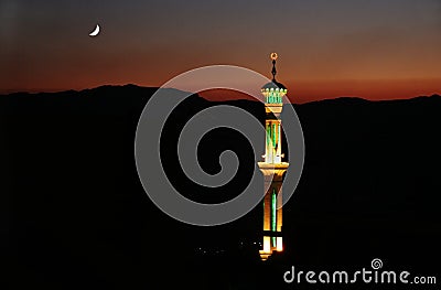 Mosque in Syrian nightscape Stock Photo