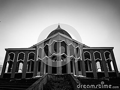 Mosque on Black and White Minimalism dramatic Stock Photo