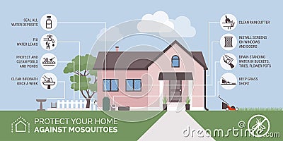 Mosquito bite prevention infographic Vector Illustration