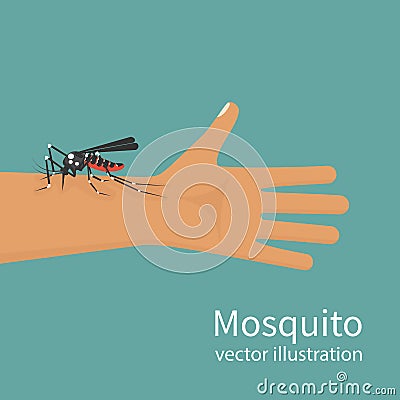 Mosquito bite on skin hand human Vector Illustration