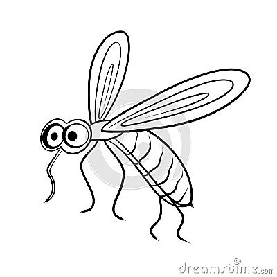 Mosquito black outline on white scribble background Vector Illustration