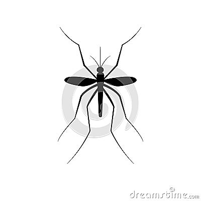 Mosquito black solid vector icon isolated on white background. Mosquito silhouette Vector Illustration