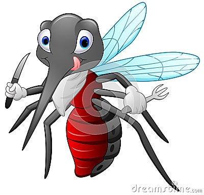 Mosquito cartoon ready to eat Vector Illustration