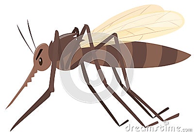 Mosquito flying on white background Vector Illustration