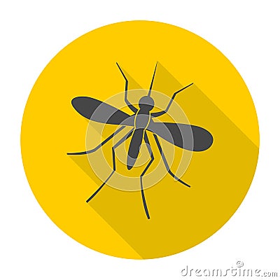 Mosquito icon with long shadow Vector Illustration