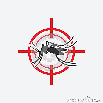 Mosquito icon red target. Insect pest control sign Vector Illustration