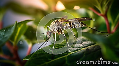Mosquito On Leaf In Background: Uhd Image With High Dynamic Range Stock Photo