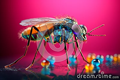 Mosquito macro colorful. Generate Ai Stock Photo