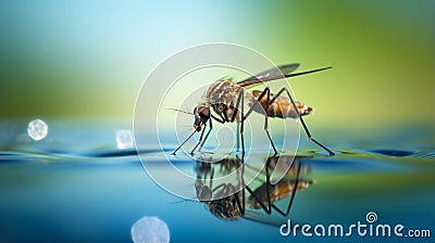 Mosquito in macro photo generated by AI tool. Stock Photo