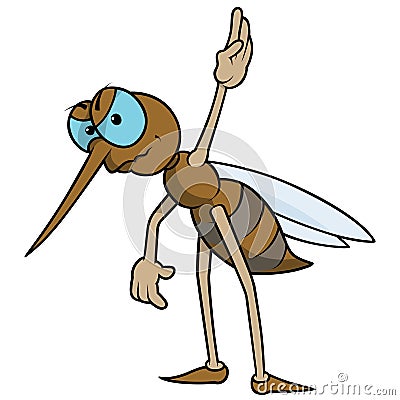 Mosquito With Raised Hand Vector Illustration