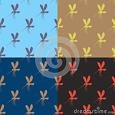 Mosquito seamless pattern. Anopheles mosquito. Textures set with Vector Illustration