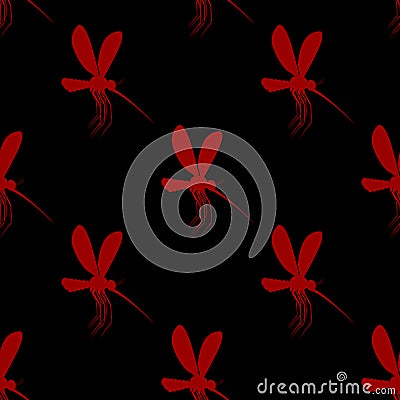 Mosquito seamless pattern. Bloodsucking insects ornament. Vector Illustration