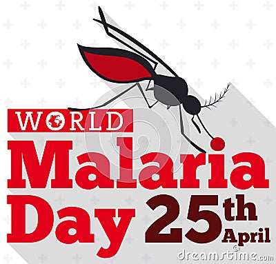 Mosquito Silhouette Biting the World Malaria Day Sign, Vector Illustration Vector Illustration