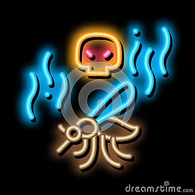 Mosquito Skull neon glow icon illustration Vector Illustration