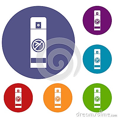 Mosquito spray icons set Vector Illustration