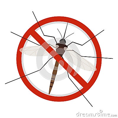 Mosquito Stop Sign Icon Vector Illustration