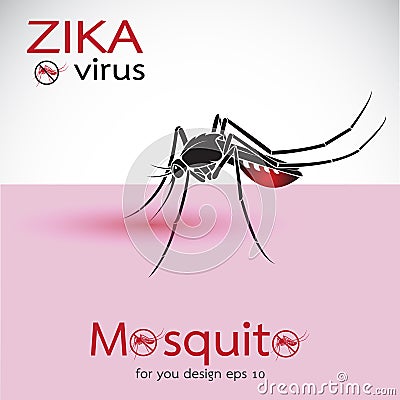 Mosquito Sucking Blood On Skin. Spread of zika and dengue virus. Vector Illustration