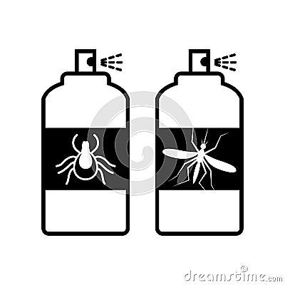 Mosquito and tick spray bottle icon. Insect stop Vector Illustration