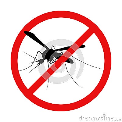 Mosquito warning prohibited sign. Anti insect design Vector Illustration