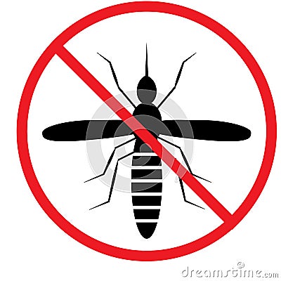 Mosquito warning sign. anti mosquitoes icon on white background. prohibition sign. stop zika virus Vector Illustration