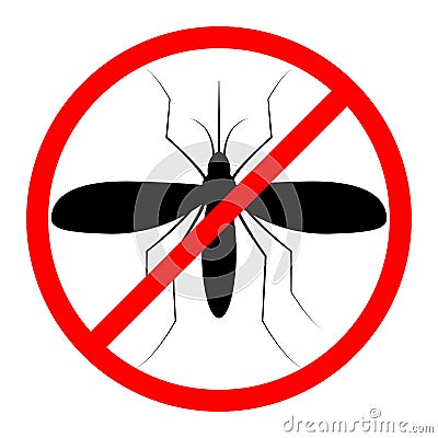 Mosquito warning sign. Vector anti mosquitoes icon Stock Photo