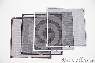 Mosquito window screens on white background Stock Photo