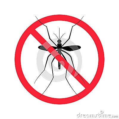 Mosquitoes no icon. Fight against mosquitoes and flying insects, stop mosquitoes. Insect control. Solid black vector Vector Illustration
